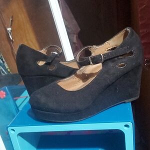 Soda Black Wedge Dress Shoes